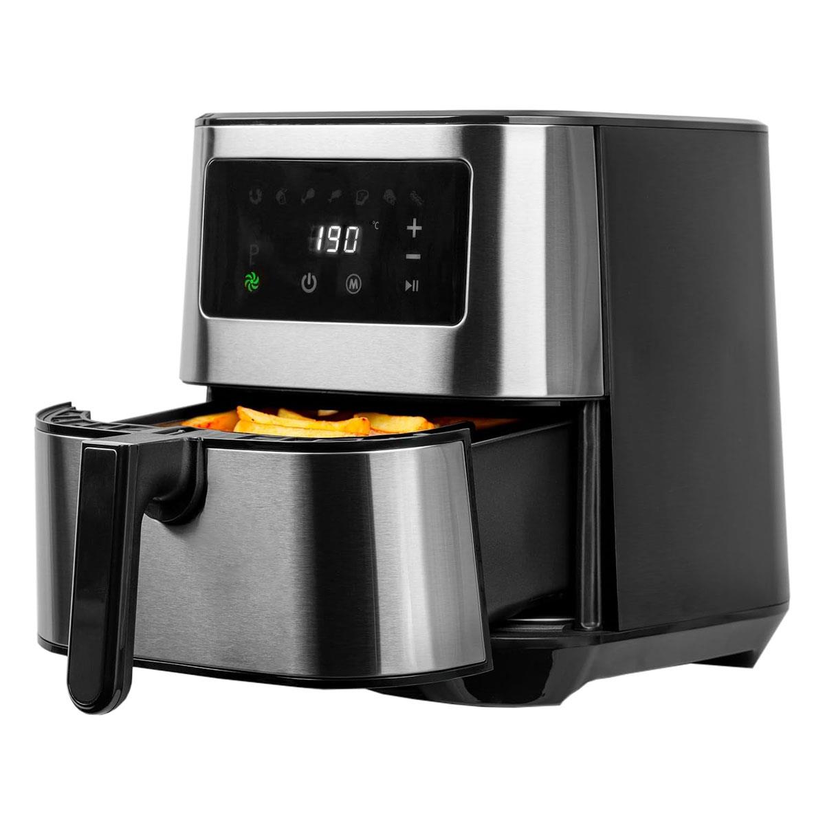 SIA 5.5L Air Fryer 1700W Stainless Steel Digital Touch Control 8 Programmes Silver - Image 5