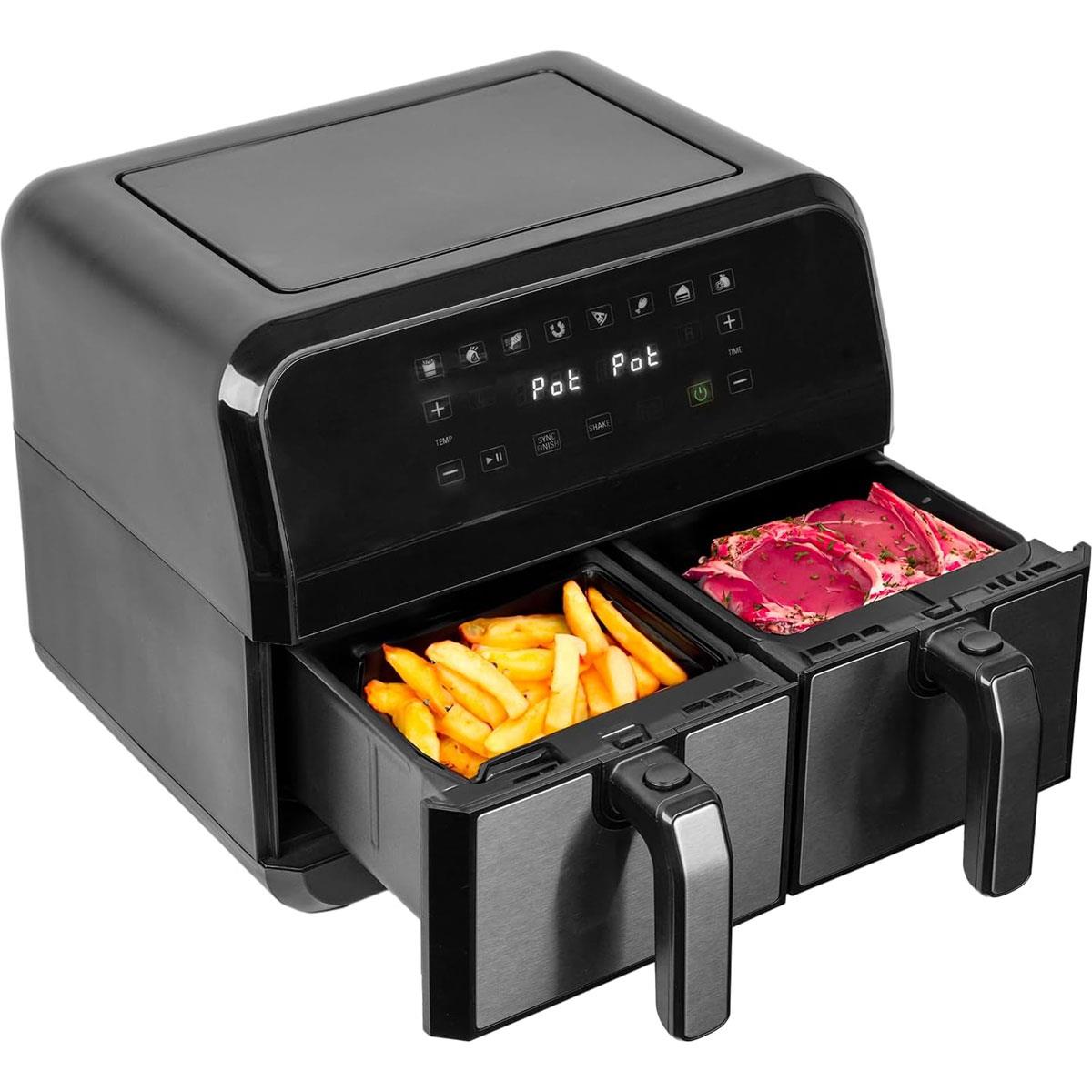 SIA Dual Zone Air Fryer 8L Black with Double 4L Baskets 1700W Digital Touch Control 8 Cooking Programs - Image 4