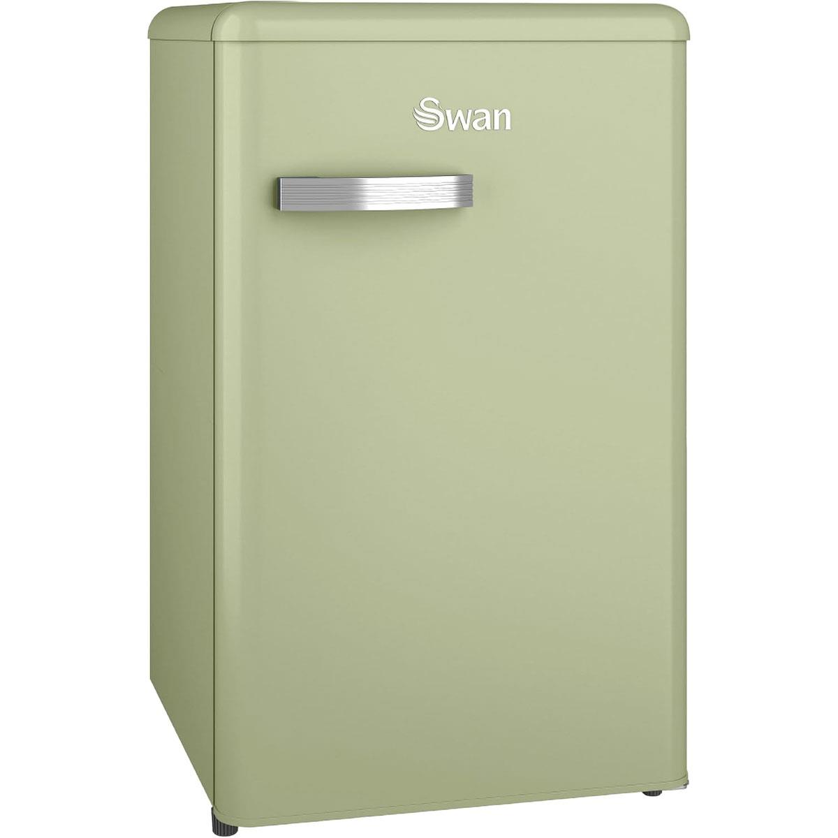 Swan Retro Under Counter Fridge Freezer 90L Green 77L Fridge 13L Freezer Glass Shelf Salad Drawer 3 Door Shelves