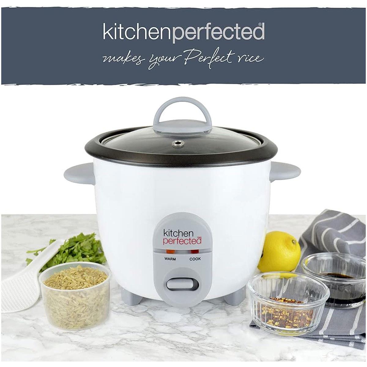Lloytron Kitchen Perfected Rice Cooker 0.8L 350W Automatic Non Stick Bowl Glass Lid White - Image 4