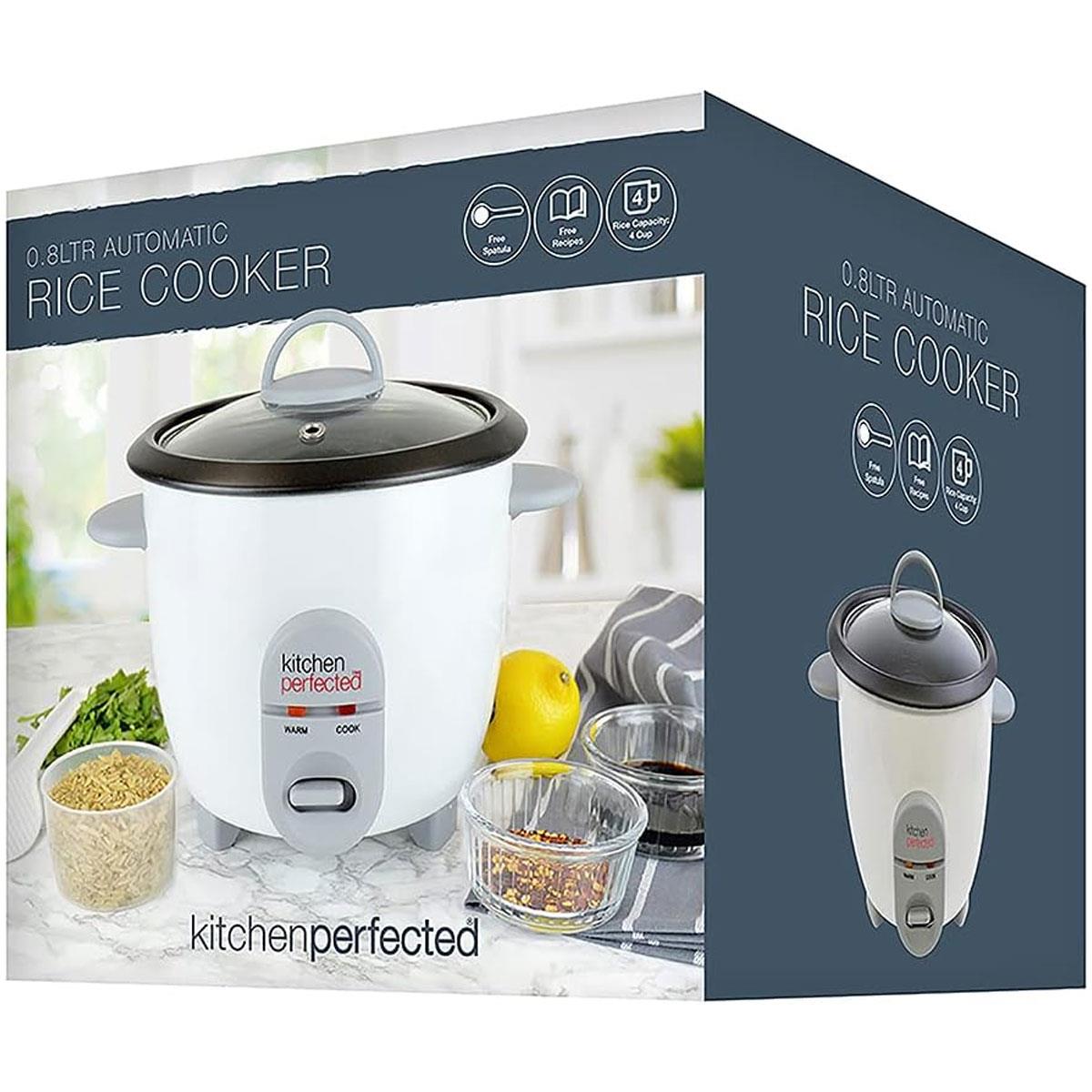 Lloytron Kitchen Perfected Rice Cooker 0.8L 350W Automatic Non Stick Bowl Glass Lid White - Image 6