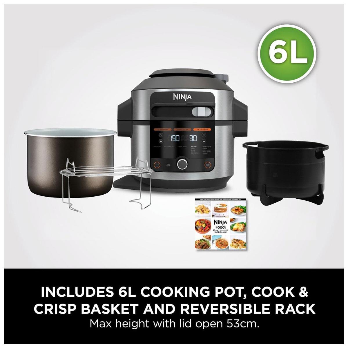 Ninja Foodi 11-in-1 SmartLid Multi Cooker 6L Pressure Cooker Air Fryer Stainless Steel Black - Image 2
