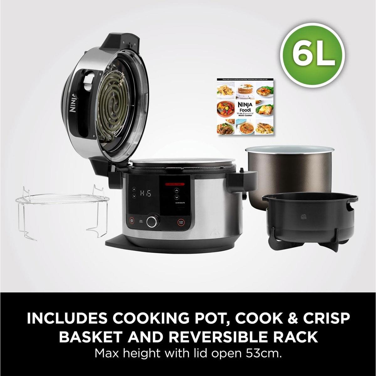 Ninja Foodi 11-in-1 SmartLid Multi Cooker 6L Pressure Cooker Air Fryer Stainless Steel Black - Image 3