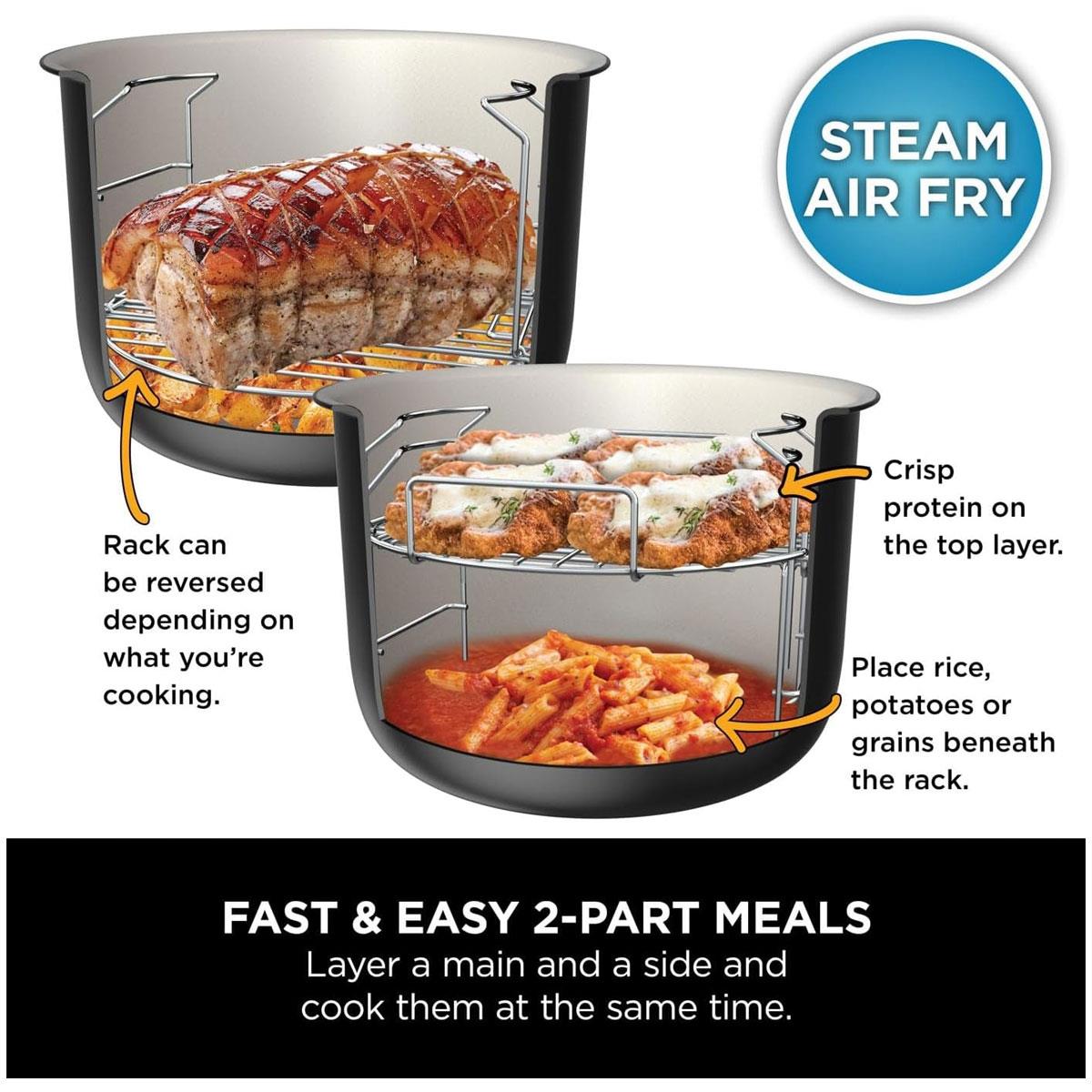 Ninja Foodi 11-in-1 SmartLid Multi Cooker 6L Pressure Cooker Air Fryer Stainless Steel Black - Image 6
