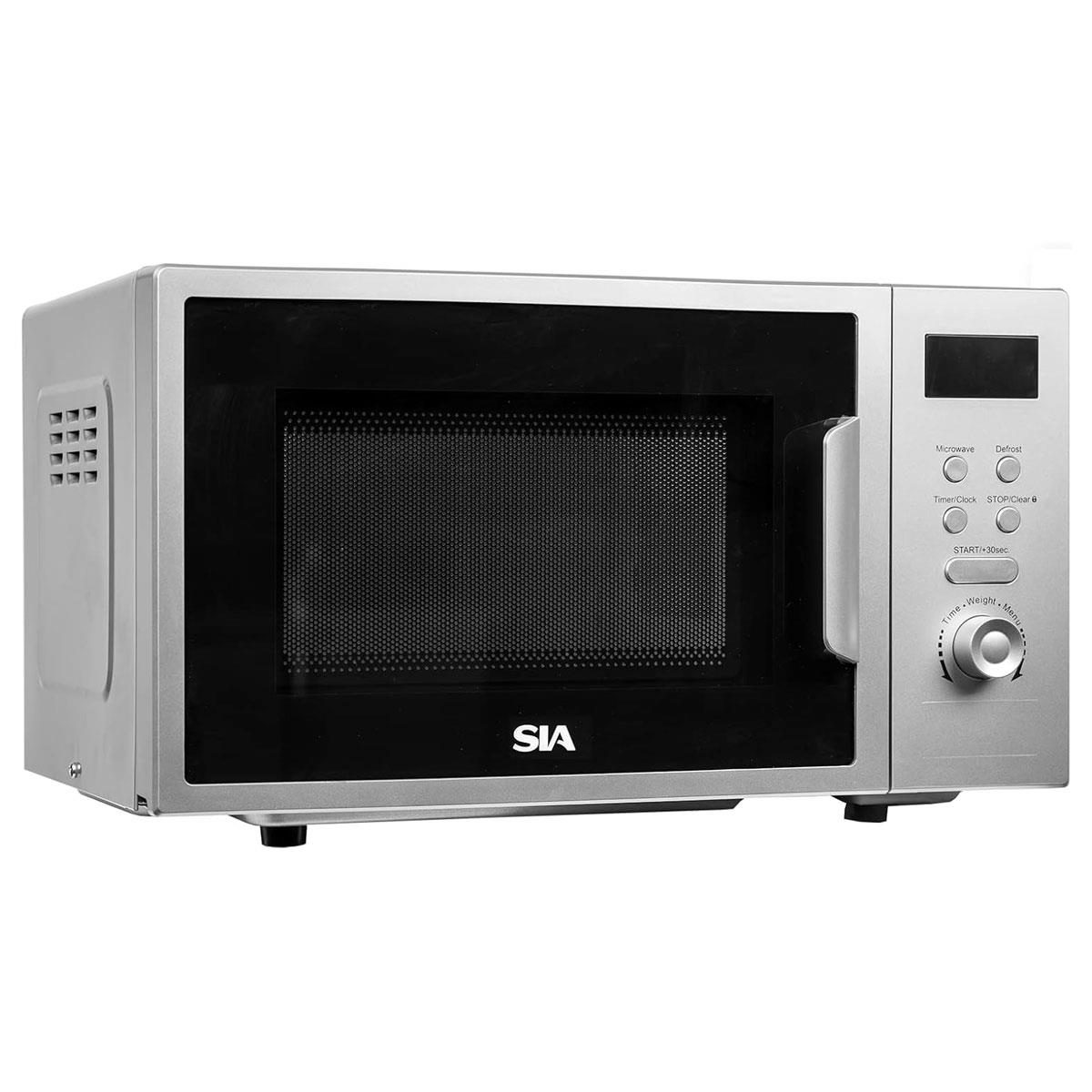 SIA 20L Freestanding Microwave Oven Digital Display 700W Stainless Steel Silver 8 Auto Functions 5 Power Levels - Image 3