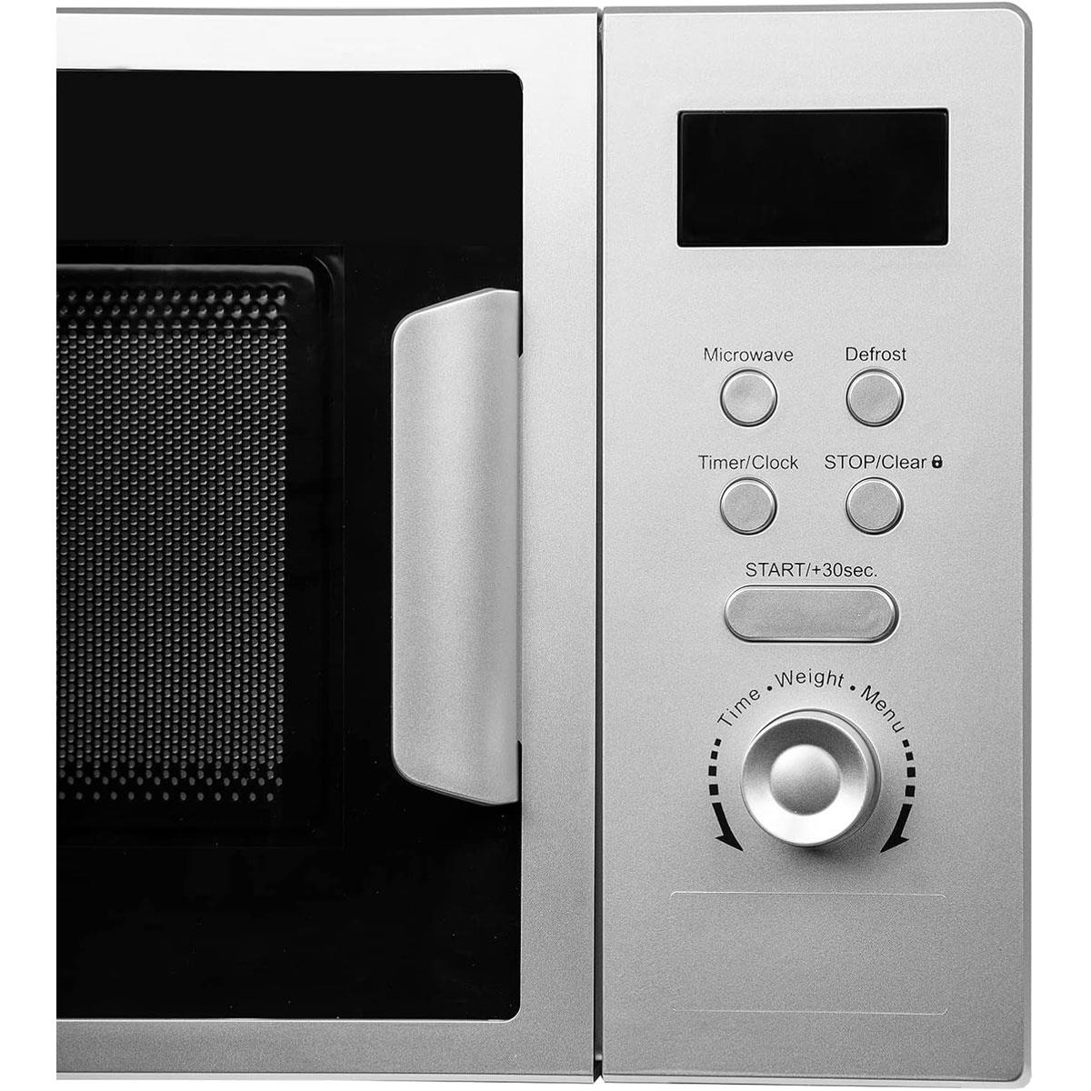 SIA 20L Freestanding Microwave Oven Digital Display 700W Stainless Steel Silver 8 Auto Functions 5 Power Levels - Image 4