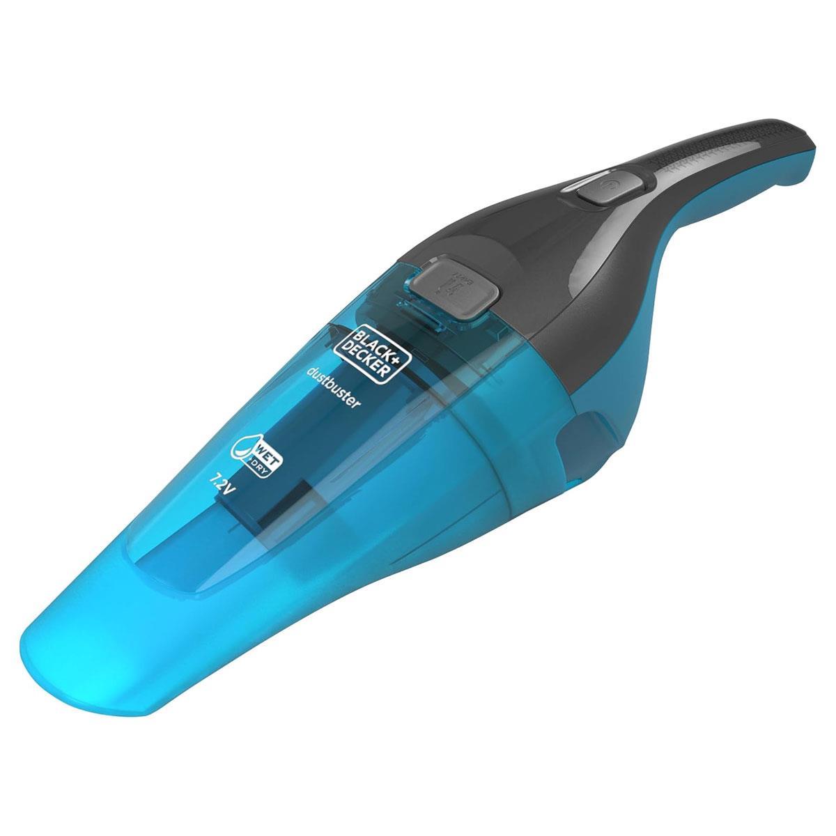 Black & Decker Dustbuster Wet & Dry Handheld Vacuum Cleaner 7.2V Cordless Lithium-Ion 385ml Grey & Blue