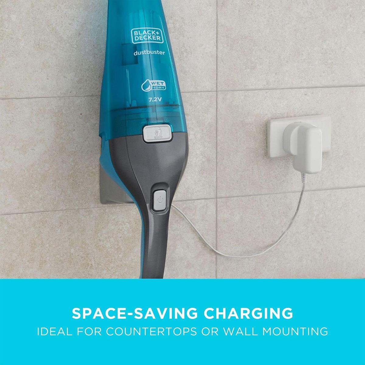 Black & Decker Dustbuster Wet & Dry Handheld Vacuum Cleaner 7.2V Cordless Lithium-Ion 385ml Grey & Blue - Image 5