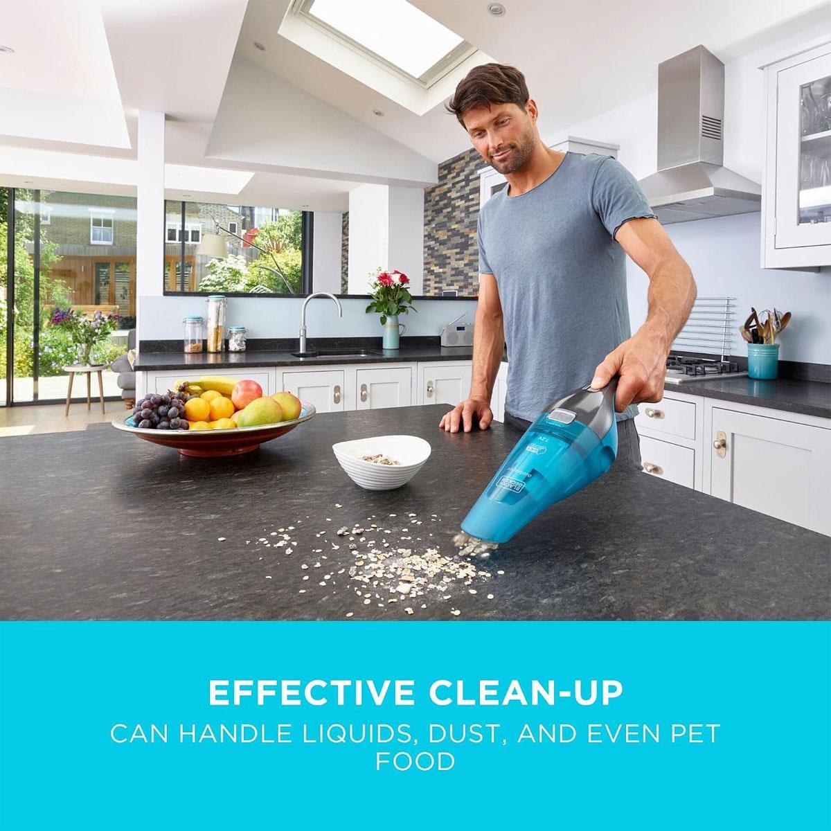 Black & Decker Dustbuster Wet & Dry Handheld Vacuum Cleaner 7.2V Cordless Lithium-Ion 385ml Grey & Blue - Image 7