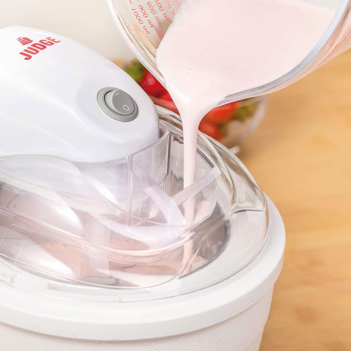 Judge Ice Cream Maker & Sorbet Machine 1.5L Automatic Frozen Dessert Maker with Stainless Steel Bowl and See-Through Lid White - Image 2