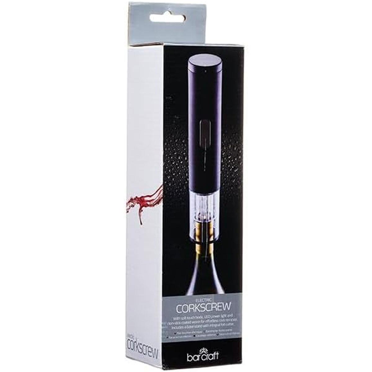 BarCraft Electric Wine Bottle Opener with Foil Cutter Black Automatic Corkscrew with LED Viewing Window - Image 7