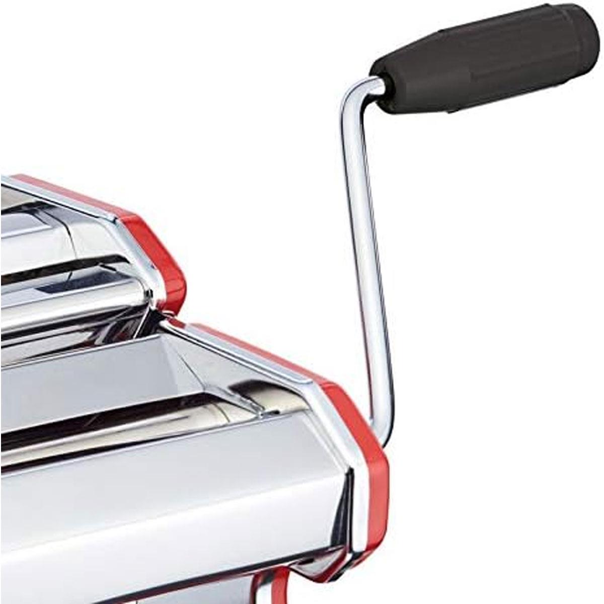 KitchenCraft World of Flavours Stainless Steel Manual Pasta Maker Machine Red with 9 Thickness Settings and Duo Cutter - Image 6