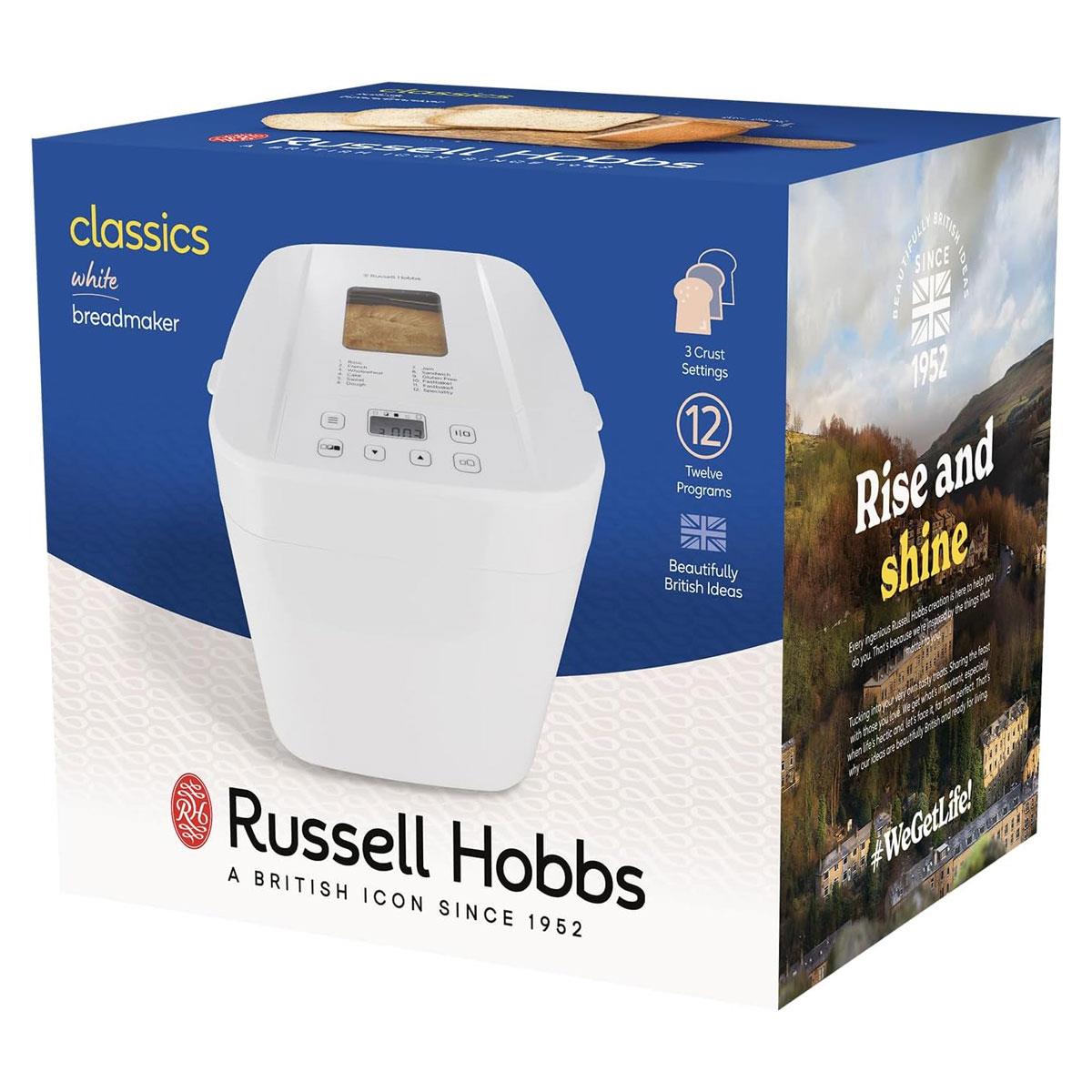 Russell Hobbs Electric Bread Maker 550W with 12 Programs Gluten Free 750g & 1kg Loaf Sizes 3 Crust Settings Viewing Window - Image 8