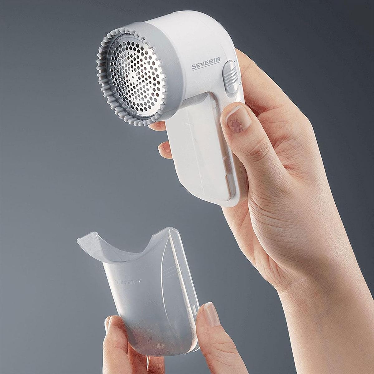 Severin Fabric Lint Remover Clothes Shaver with Metal Blade Grille & Removable Lint Container White 1 Pack - Image 2