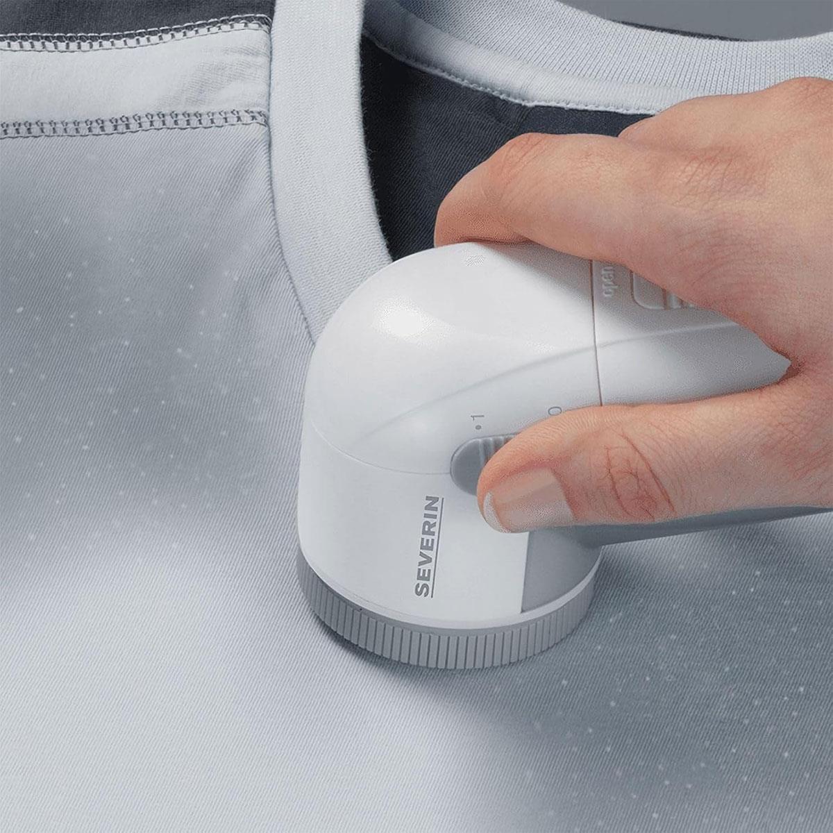 Severin Fabric Lint Remover Clothes Shaver with Metal Blade Grille & Removable Lint Container White 1 Pack - Image 5