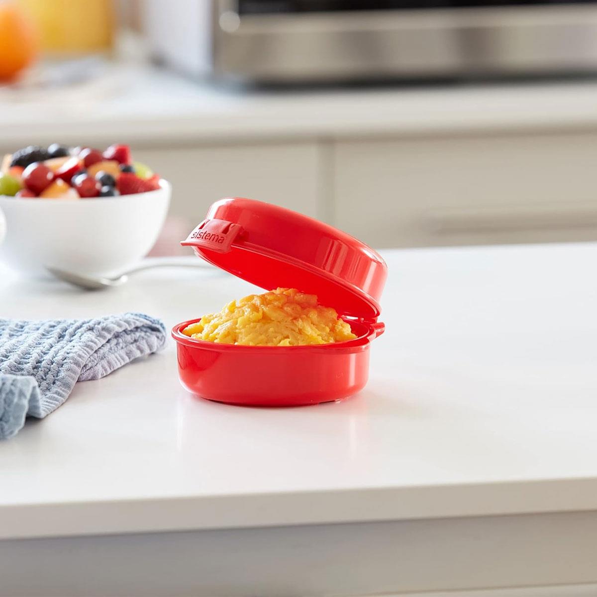 Sistema Easy Eggs Microwave Egg Cooker 270ml Red BPA-Free Plastic Egg Poacher with Steam Release Vent - Image 2