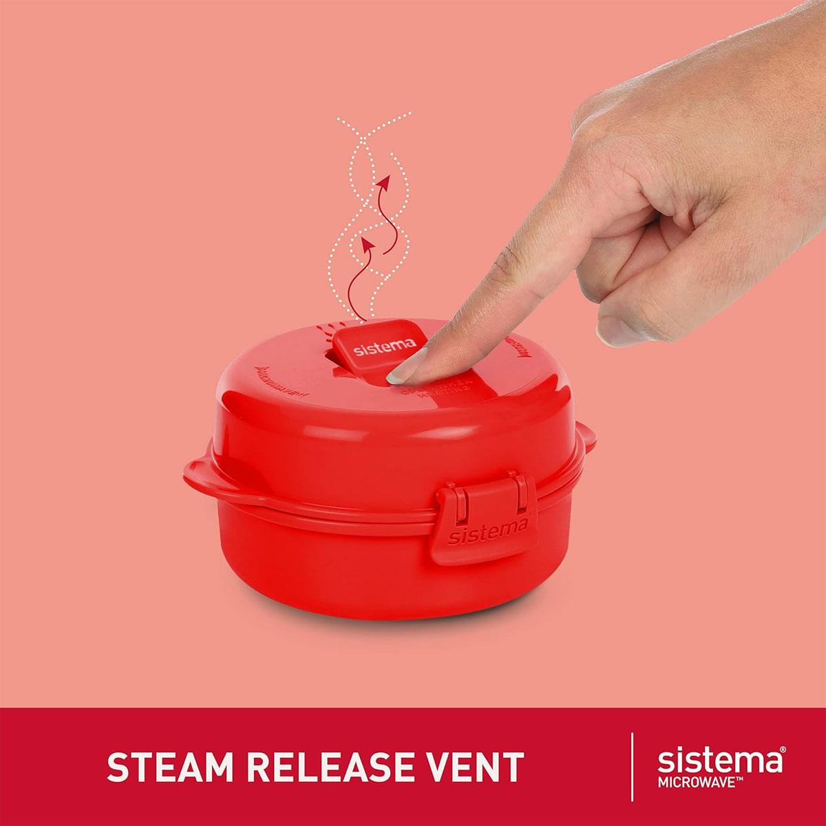 Sistema Easy Eggs Microwave Egg Cooker 270ml Red BPA-Free Plastic Egg Poacher with Steam Release Vent - Image 5
