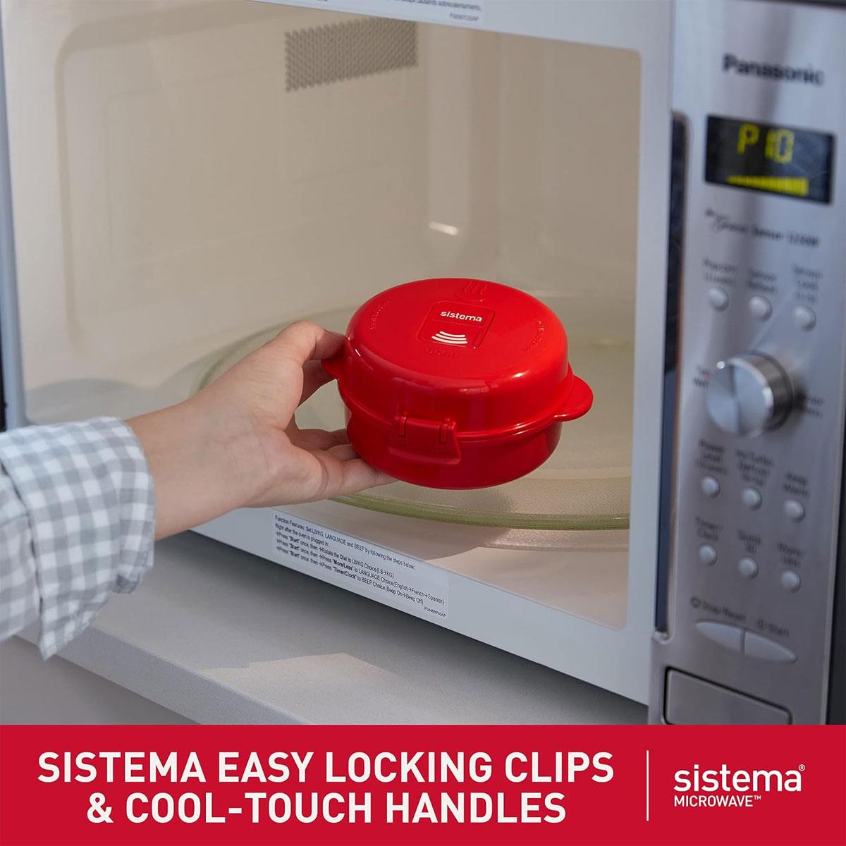 Sistema Easy Eggs Microwave Egg Cooker 270ml Red BPA-Free Plastic Egg Poacher with Steam Release Vent - Image 6