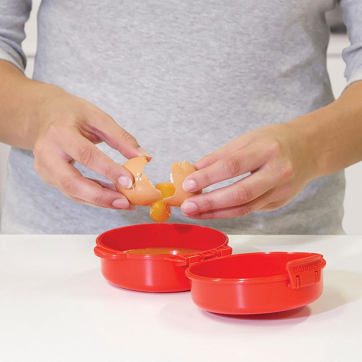 Sistema Easy Eggs Microwave Egg Cooker 270ml Red BPA-Free Plastic Egg Poacher with Steam Release Vent - Image 10