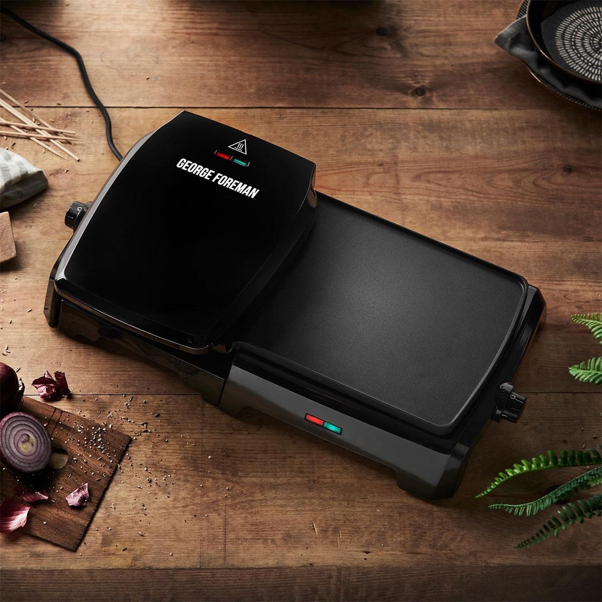George Foreman Large Electric Grill & Griddle 1800W Non Stick Black with Dual Temperature Control - Image 8