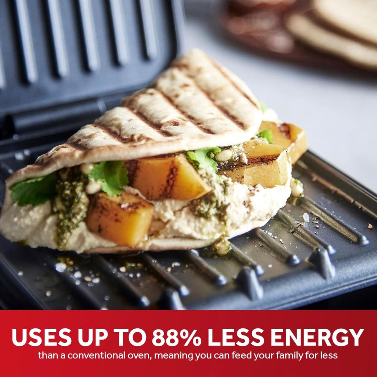 George Foreman Small Electric Fit Grill 760W Black Non Stick Panini Toastie BBQ Griddle with Drip Tray - Image 4