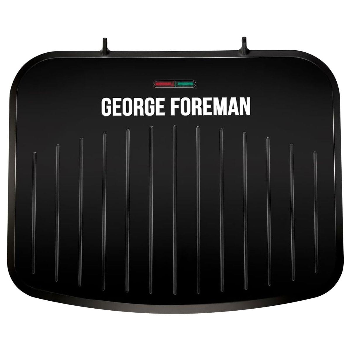 George Foreman Medium Electric Fit Grill 1630W Black Non Stick Panini BBQ Toastie Maker with Drip Tray
