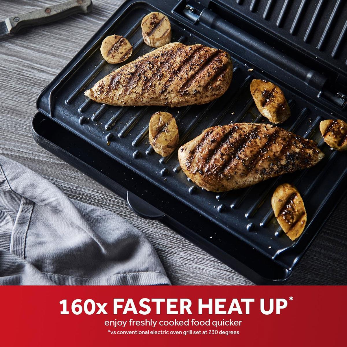 George Foreman Medium Electric Fit Grill 1630W Black Non Stick Panini BBQ Toastie Maker with Drip Tray - Image 2