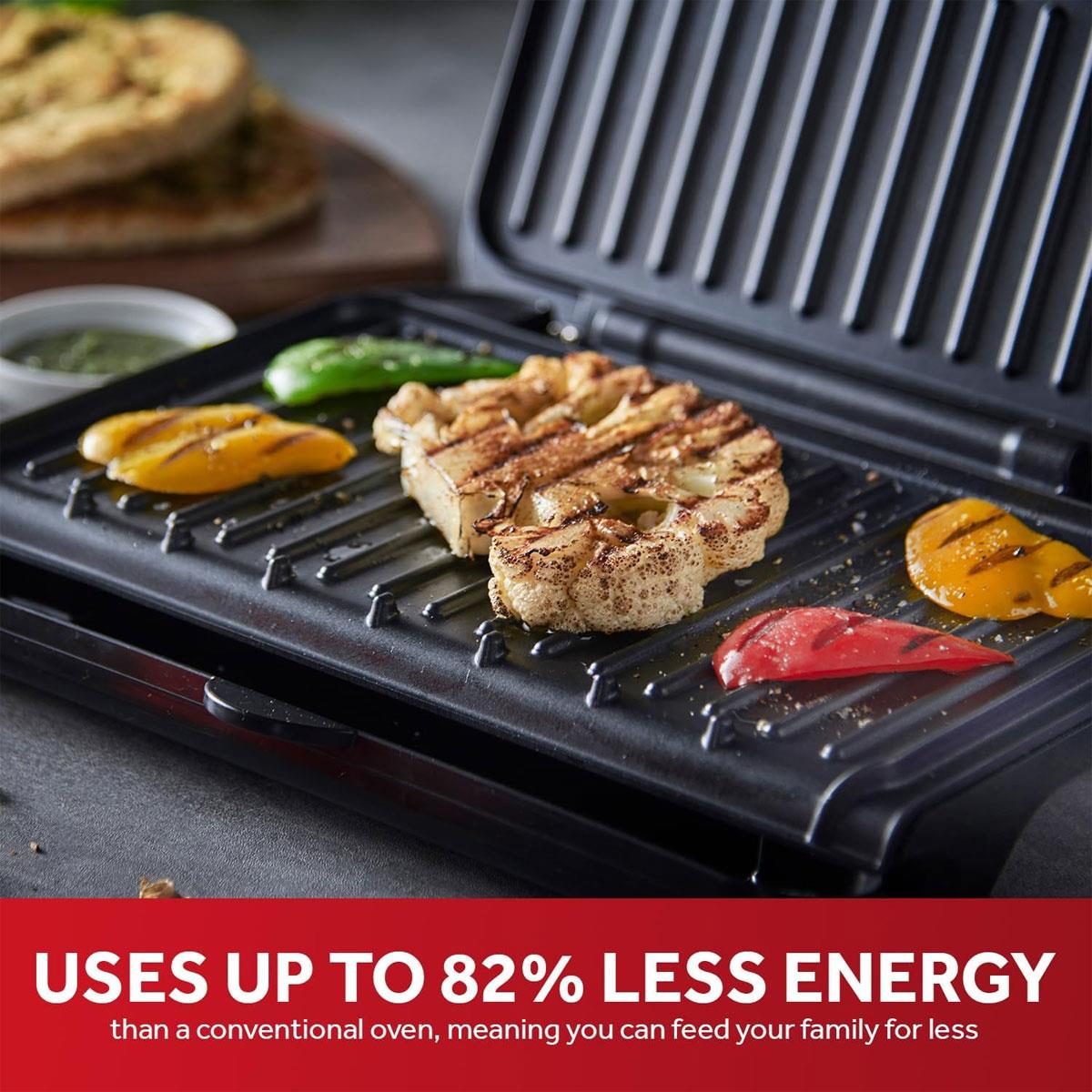 George Foreman Medium Electric Fit Grill 1630W Black Non Stick Panini BBQ Toastie Maker with Drip Tray - Image 4