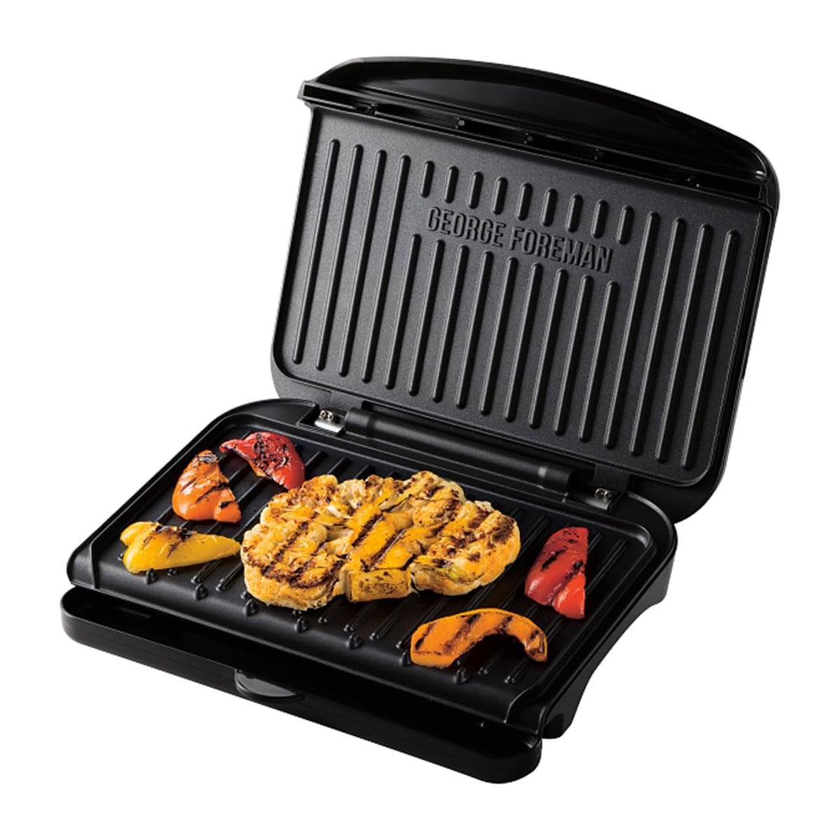 George Foreman Medium Electric Fit Grill 1630W Black Non Stick Panini BBQ Toastie Maker with Drip Tray - Image 5