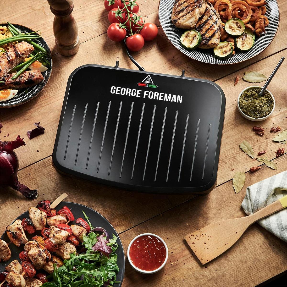 George Foreman Medium Electric Fit Grill 1630W Black Non Stick Panini BBQ Toastie Maker with Drip Tray - Image 6