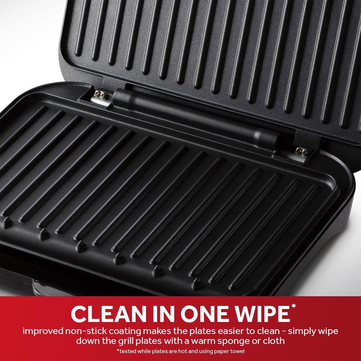 George Foreman Medium Electric Fit Grill 1630W Black Non Stick Panini BBQ Toastie Maker with Drip Tray - Image 7