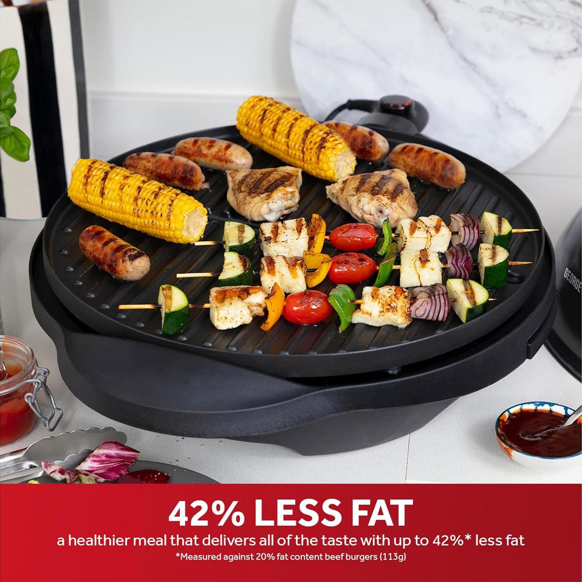 George Foreman Indoor Outdoor Electric BBQ Grill 2400W Black with 1500cm² Cooking Surface Variable Temperature Control - Image 7