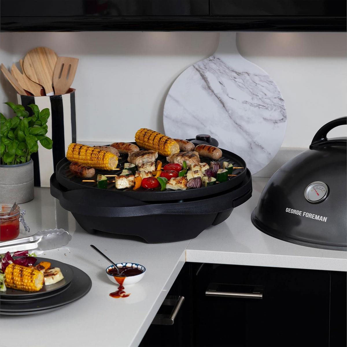 George Foreman Indoor Outdoor Electric BBQ Grill 2400W Black with 1500cm² Cooking Surface Variable Temperature Control - Image 9