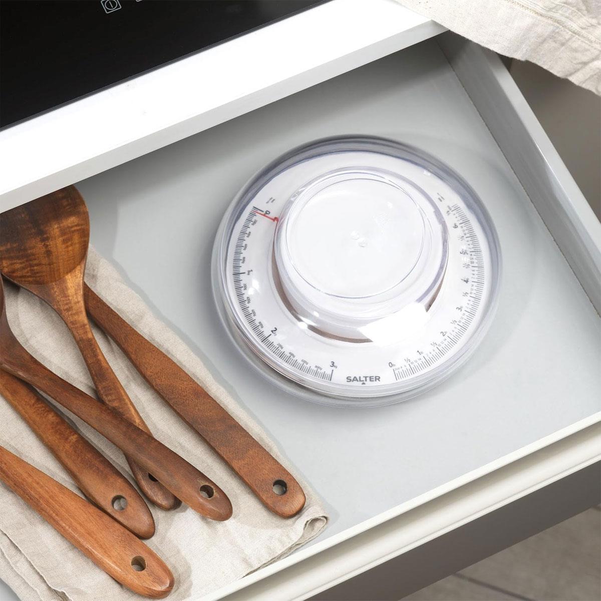 Salter Mechanical Kitchen Scale 3kg Analog Food Scale with 1L Dishwasher Safe Bowl White No Battery Required - Image 5