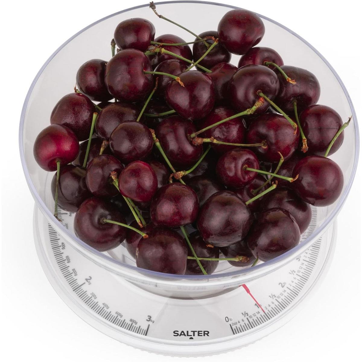 Salter Mechanical Kitchen Scale 3kg Analog Food Scale with 1L Dishwasher Safe Bowl White No Battery Required - Image 7