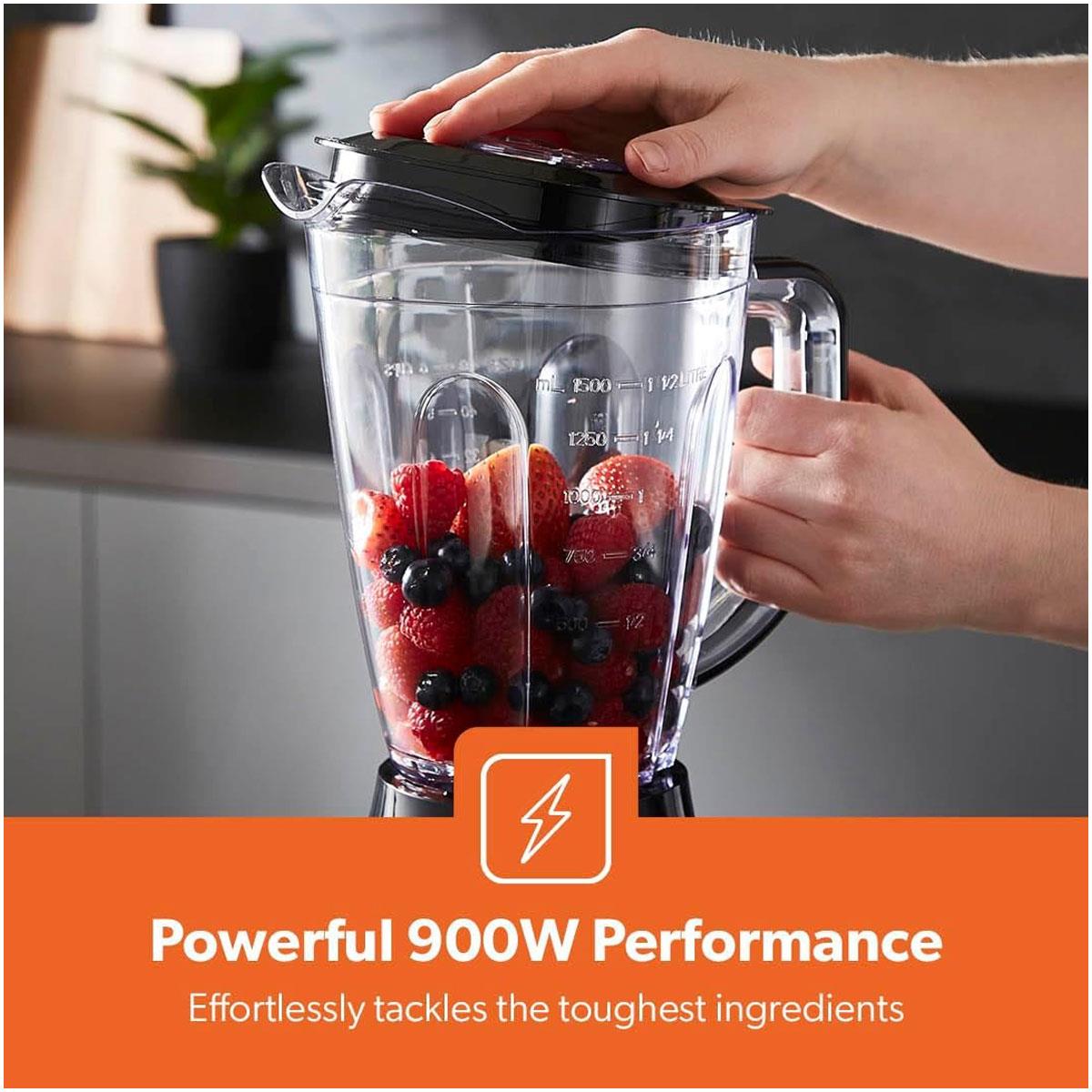 Geepas Professional Countertop Blender 900W 1.5L BPA-Free Jug with Stainless Steel Blades 3 Speeds Pulse & 2 Programs Black - Image 5