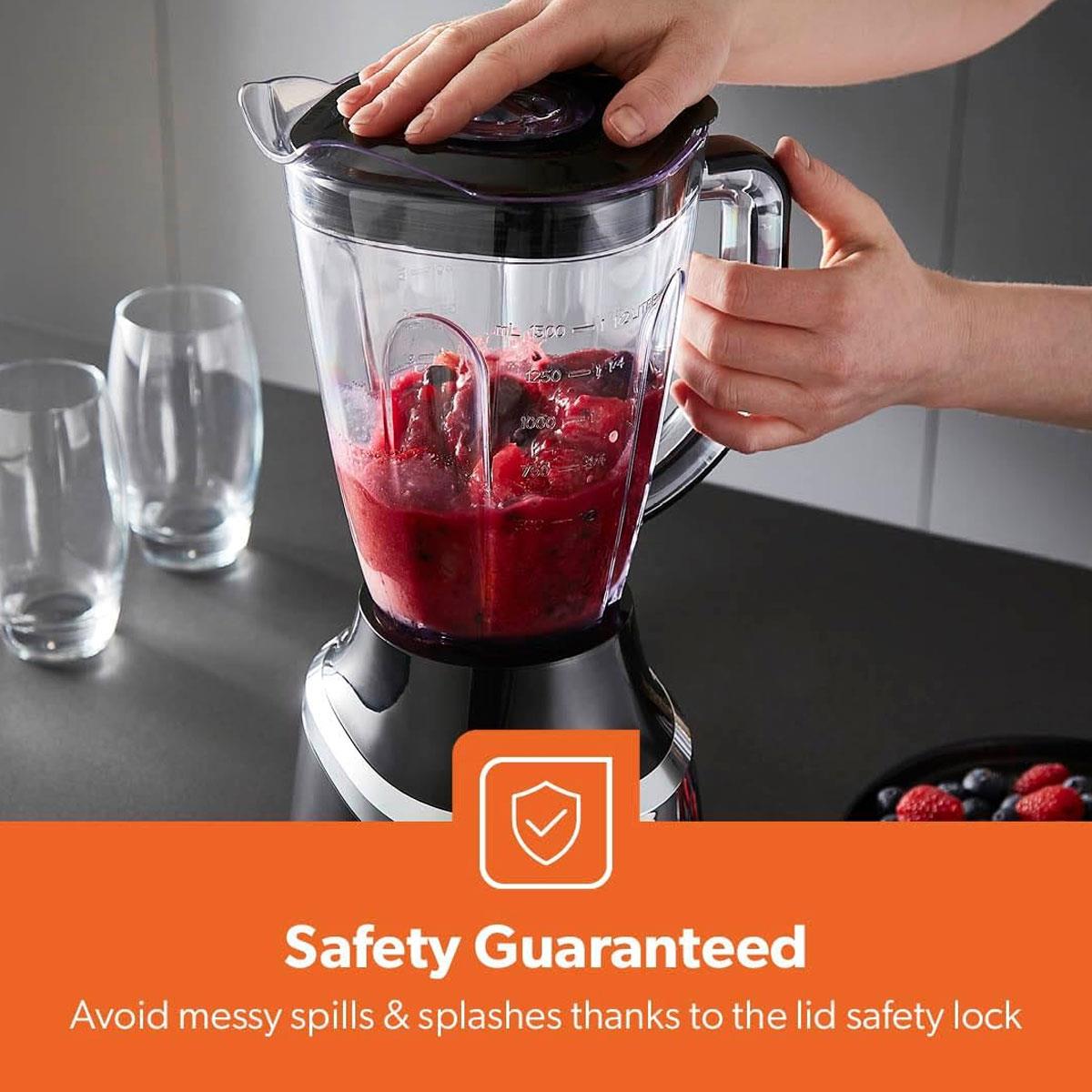 Geepas Professional Countertop Blender 900W 1.5L BPA-Free Jug with Stainless Steel Blades 3 Speeds Pulse & 2 Programs Black - Image 6