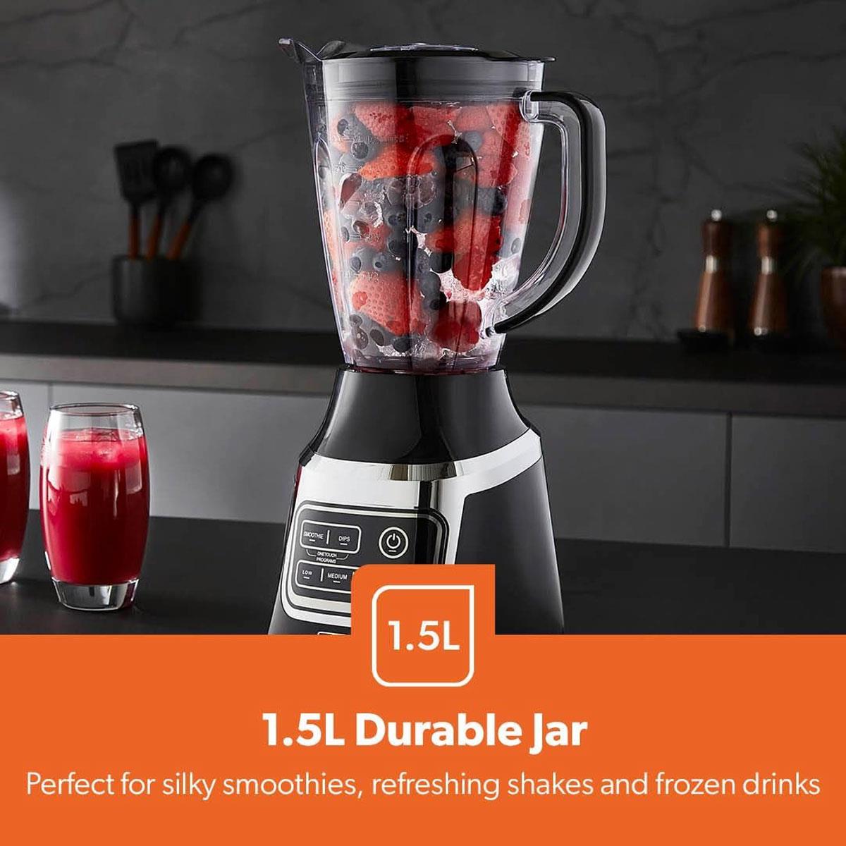 Geepas Professional Countertop Blender 900W 1.5L BPA-Free Jug with Stainless Steel Blades 3 Speeds Pulse & 2 Programs Black - Image 9
