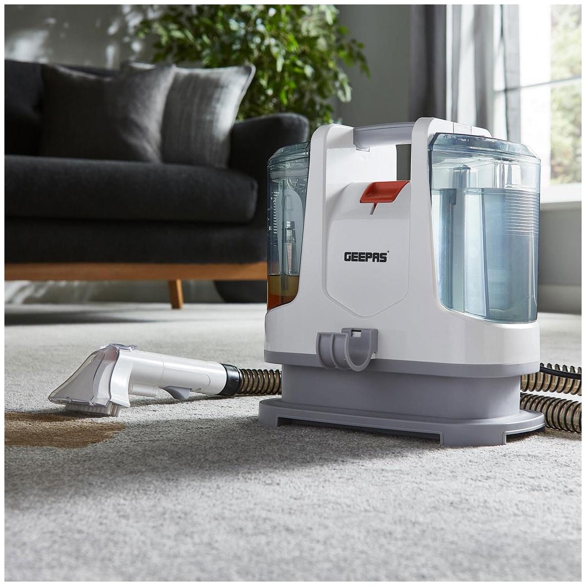 Geepas Portable Spot Cleaner 400W Carpet & Upholstery Stain Remover with 1.1L Clean Tank 0.5L Dirty Tank Dual Heads White - Image 2