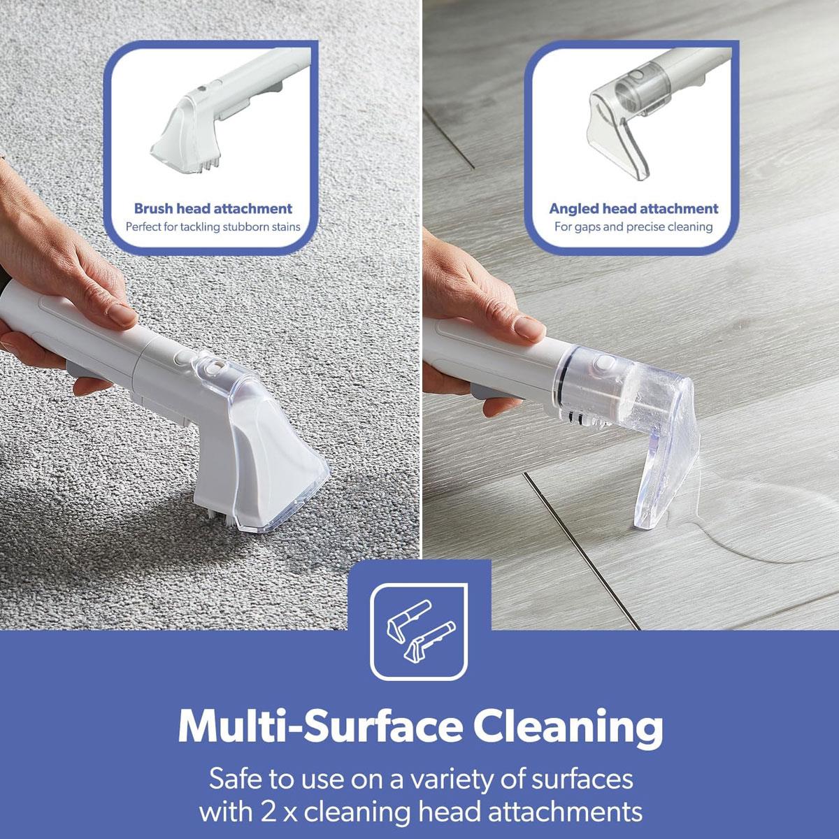 Geepas Portable Spot Cleaner 400W Carpet & Upholstery Stain Remover with 1.1L Clean Tank 0.5L Dirty Tank Dual Heads White - Image 3