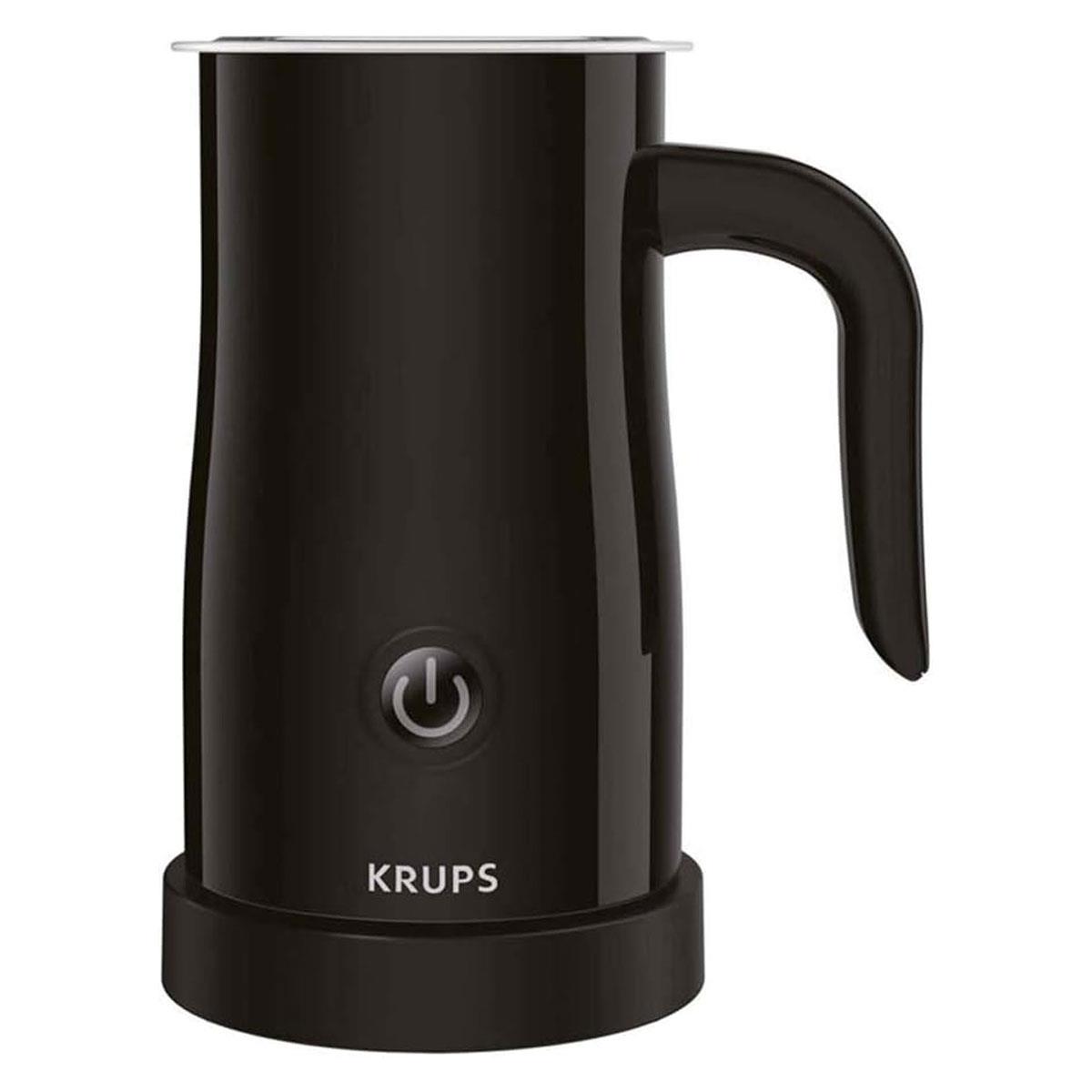 KRUPS Electric Milk Frother Black Hot & Cold Milk Foam Maker with Non-Stick Jug One-Touch Control Auto Shut-Off