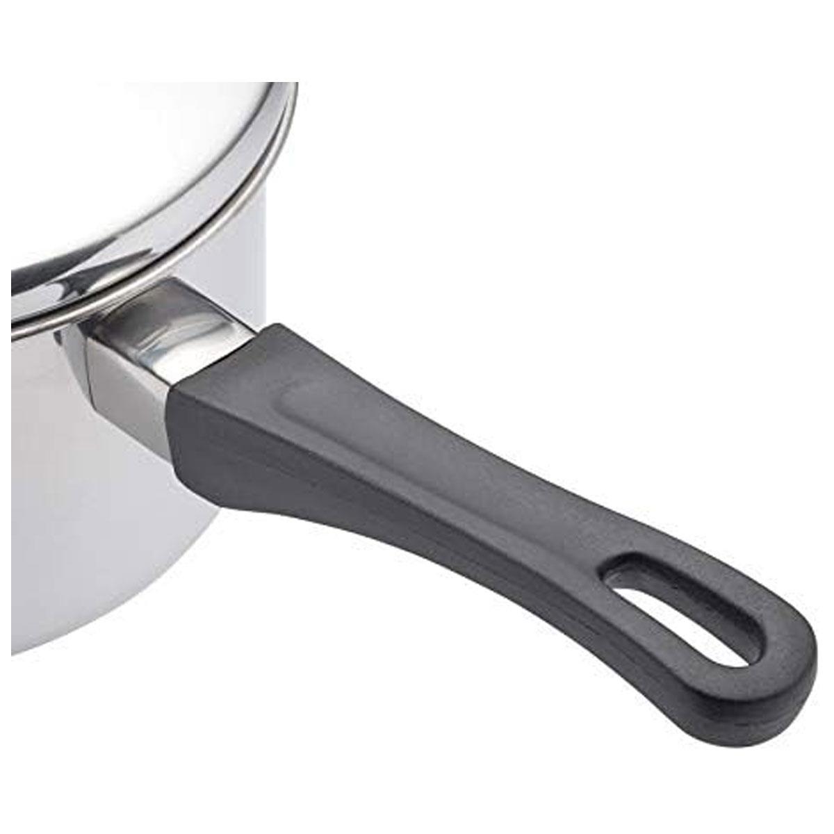 KitchenCraft Stainless Steel Extra Deep Saucepan with Lid 1.25L Induction Safe Cooking Pot with Heat-Resistant Handle Silver - Image 2