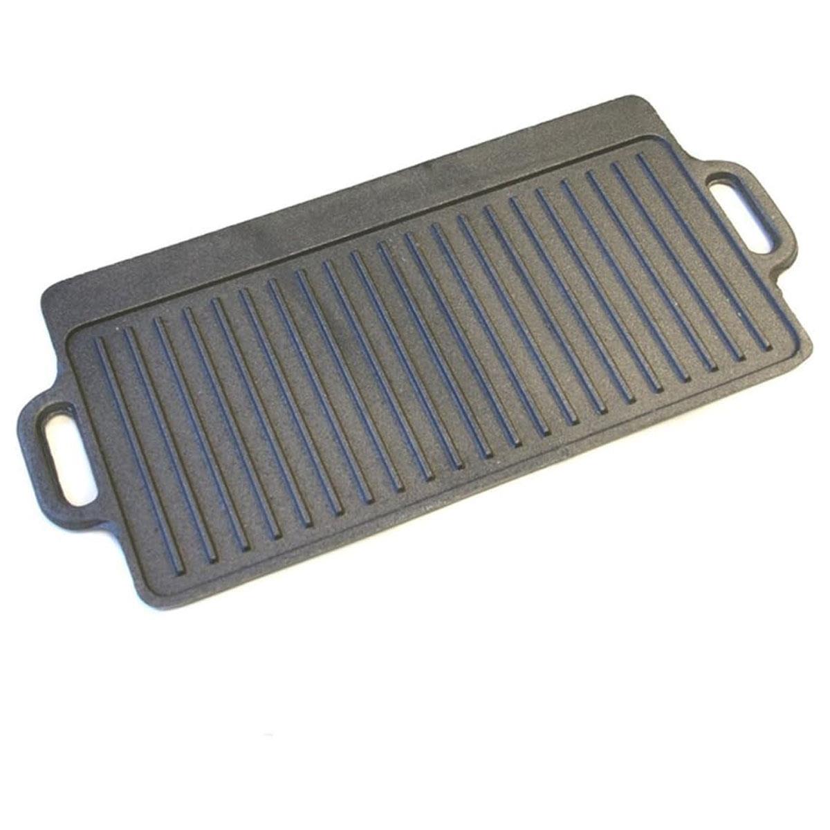 KitchenCraft Cast Iron Griddle Plate 45cm Reversible Non Stick Grill Pan with Handles Induction Safe Grey - Image 3