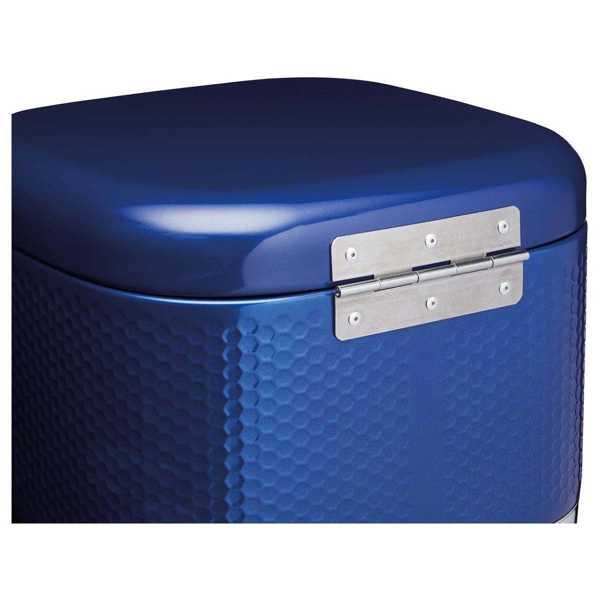 KitchenCraft Lovello Textured Cake Storage Tin Midnight Navy Hexagon Pattern Carbon Steel 26cm with Hinged Lid - Image 3