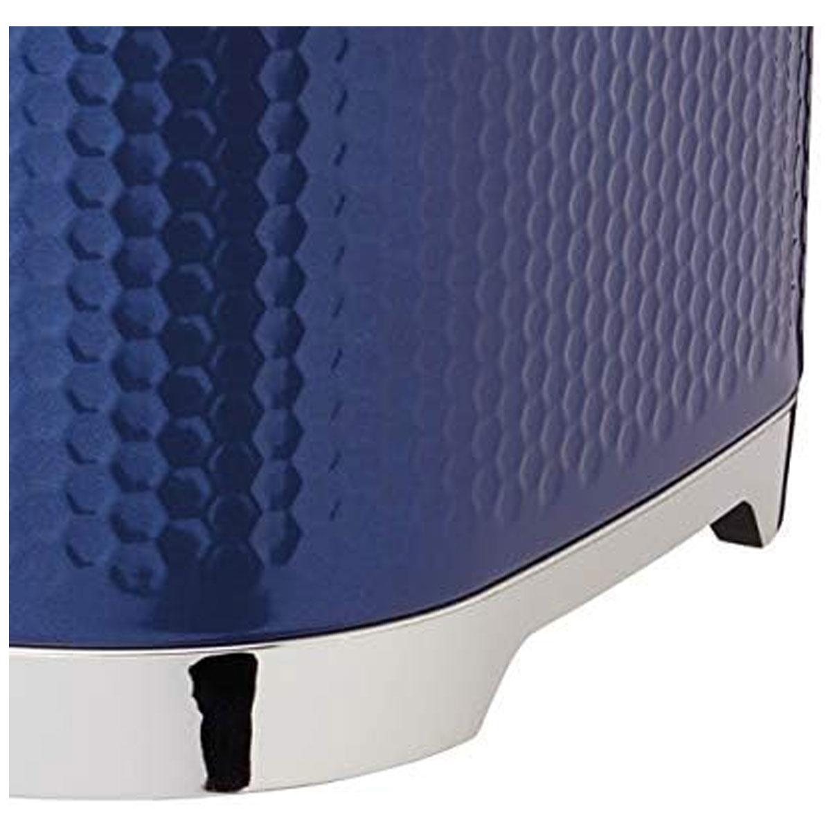 KitchenCraft Lovello Textured Cake Storage Tin Midnight Navy Hexagon Pattern Carbon Steel 26cm with Hinged Lid - Image 5