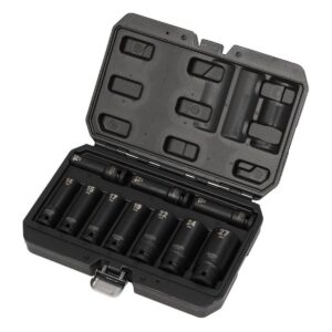 Draper 1/2 Inch Drive Metric Deep Impact Socket Set 10 Piece Chrome Vanadium Steel 10-27mm