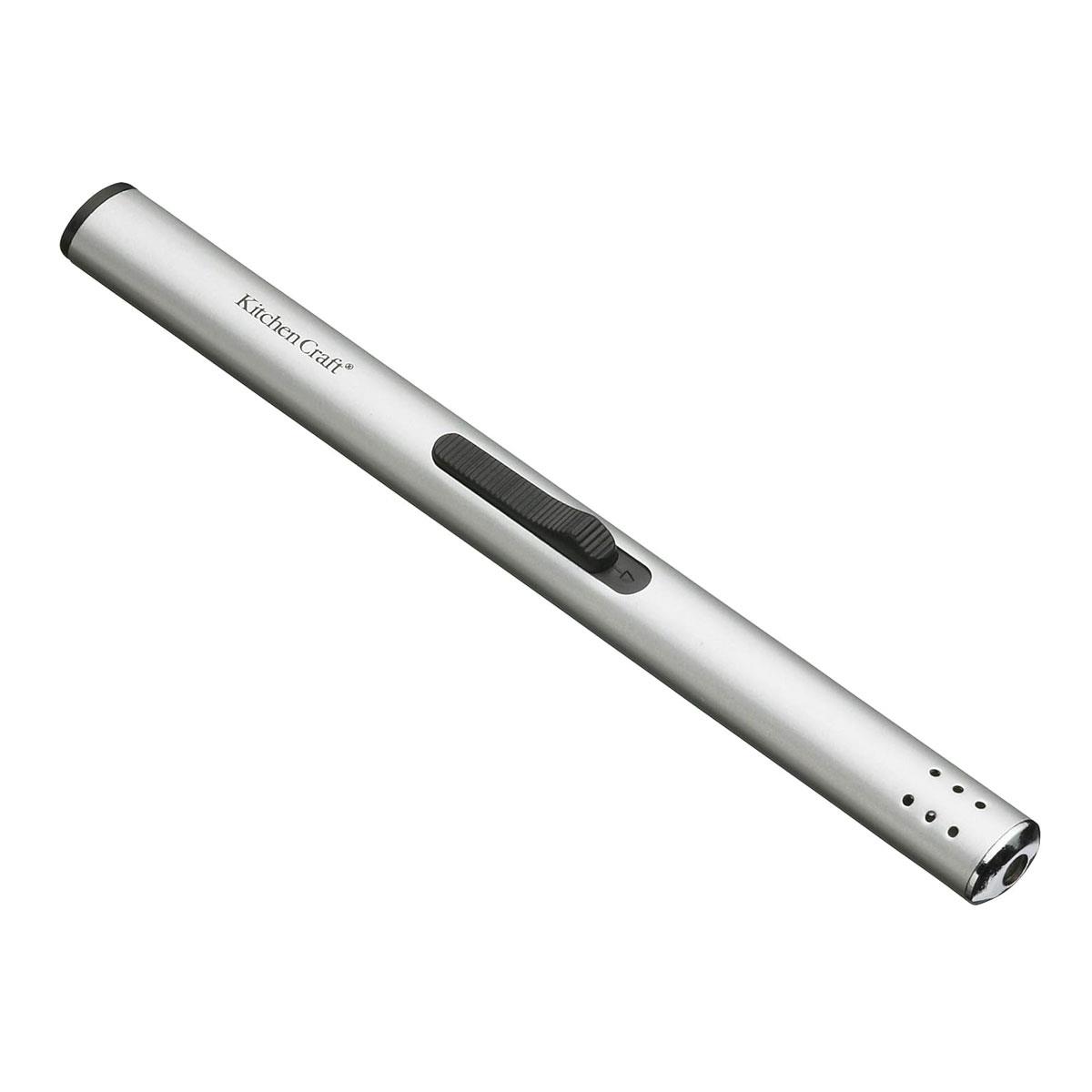 KitchenCraft Refillable Butane Gas Utility Lighter 18 cm Compact Plastic Adjustable Flame Silver 1 Pack