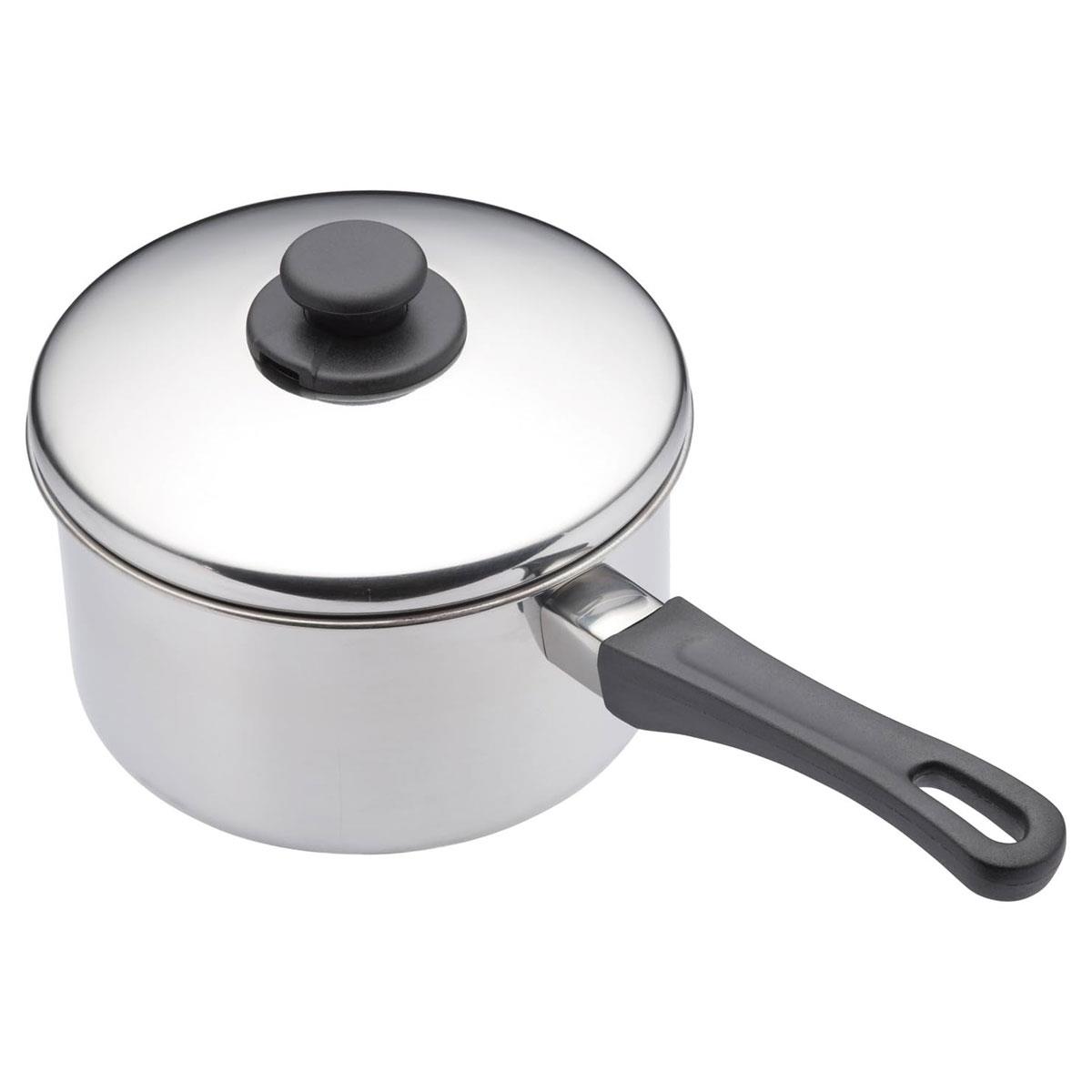 KitchenCraft Stainless Steel Extra Deep Saucepan with Lid 12cm 640ml Induction Hob Compatible Silver