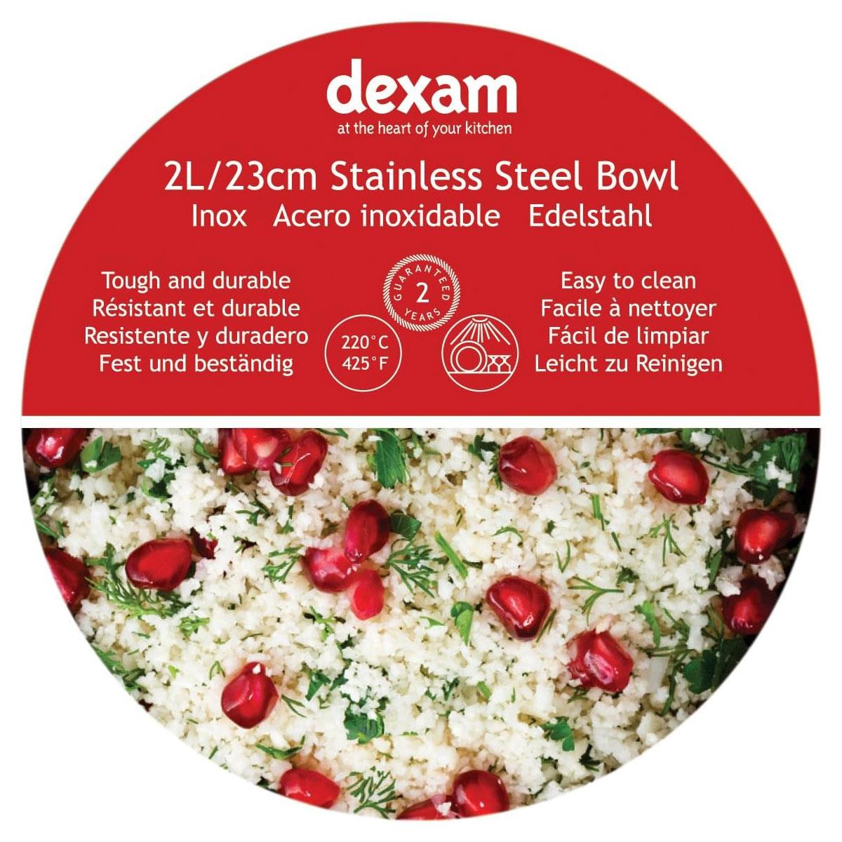Dexam Stainless Steel Mixing Bowl 2 Litre Round Kitchen Bowl for Cake Mixing Baking & Food Preparation Silver - Image 2