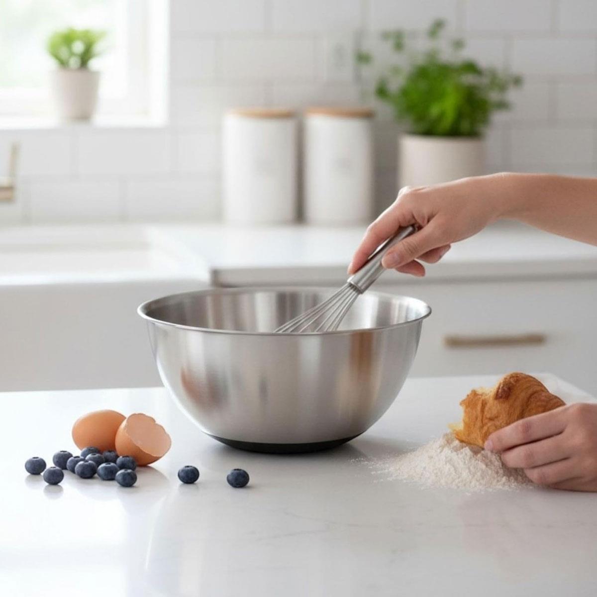 Dexam Stainless Steel Mixing Bowl 0.5 Litre Small Round Bowl for Baking Measuring & Food Preparation Silver - Image 3